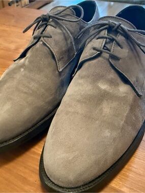 Di Bianco Men's Suede Derby Shoes in light brown- Lace-Up Comfort
